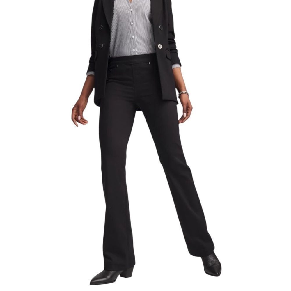 Chico’s black pull on slim bootcut jeans size 12